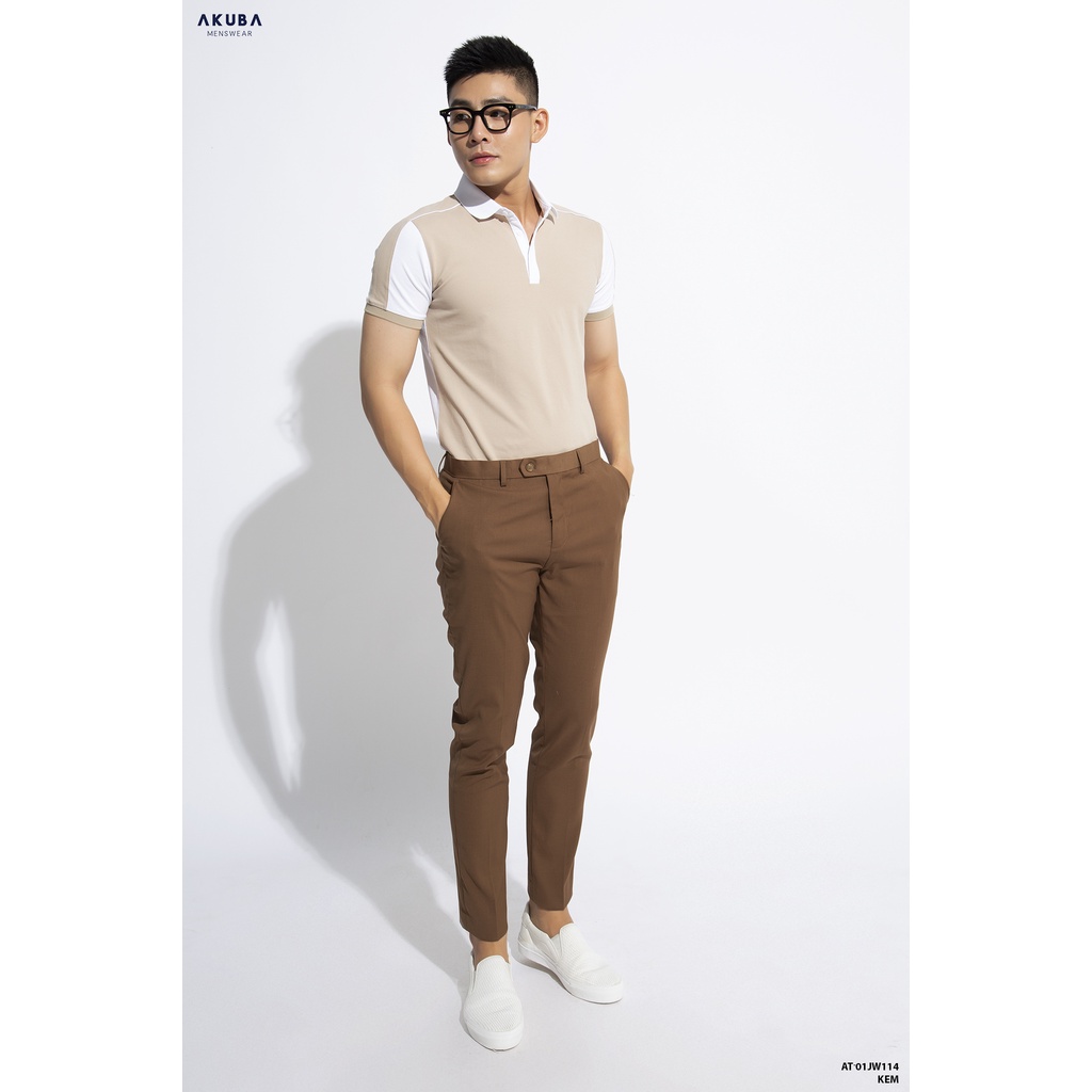 Áo thun polo nam AKUBA form slimfit, chất liệu 100% cotton cá sấu, vải mềm mại, thoáng khí, thấm hút mồ hôi tốt 01JW114