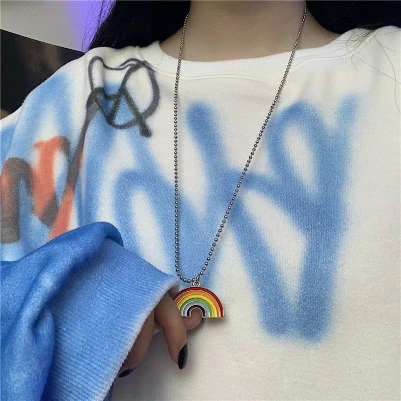 insSimple Soil Cool Necklace Female Trendy Men Hip-hop Students Korean Style Pendant Clavicle Chain Girlfriends Two Small Jewelry