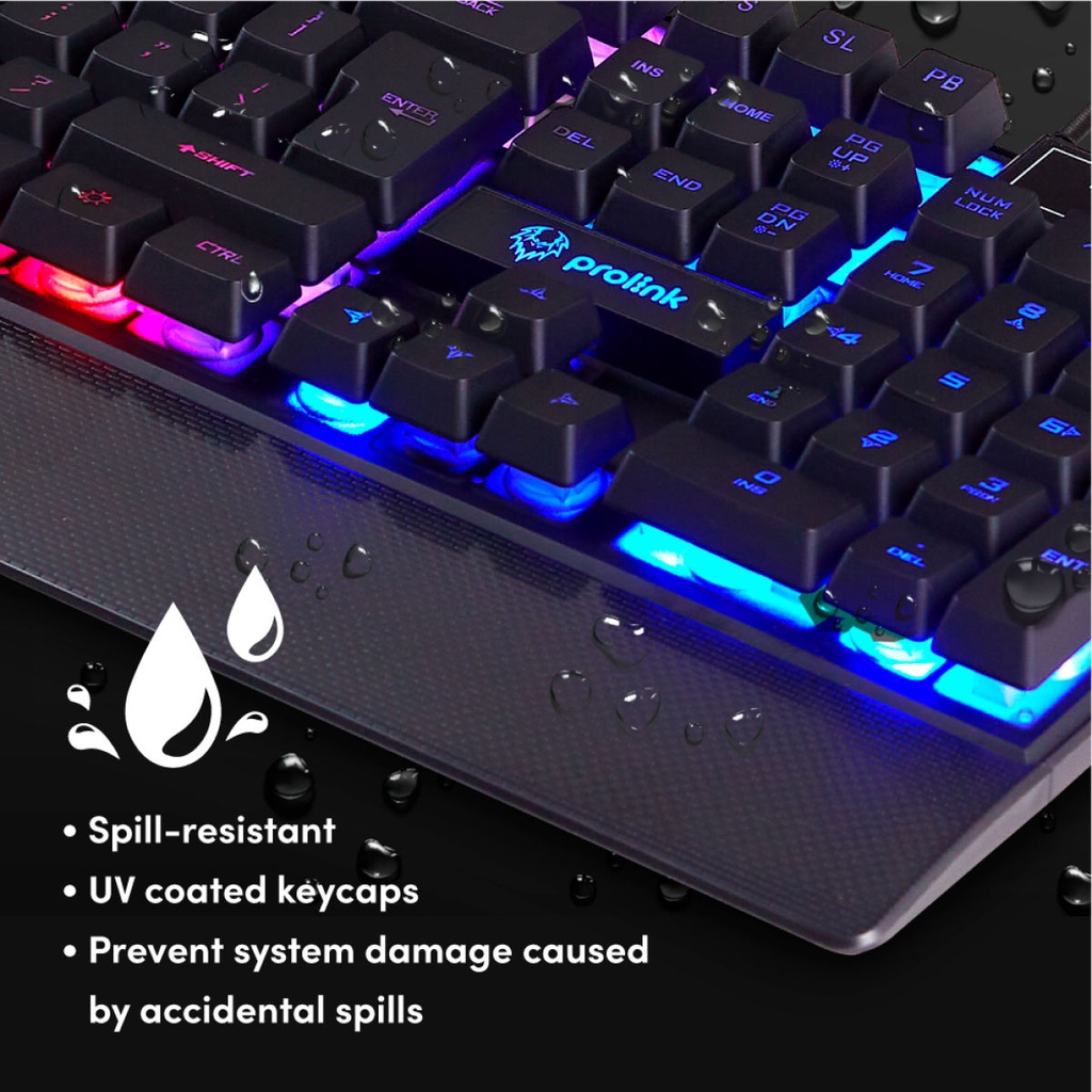 Bộ bàn phím chuột Gaming PROLiNK GMK6001M có LED nhiều màu, độ nhạy cao chuyên chơi game Esport