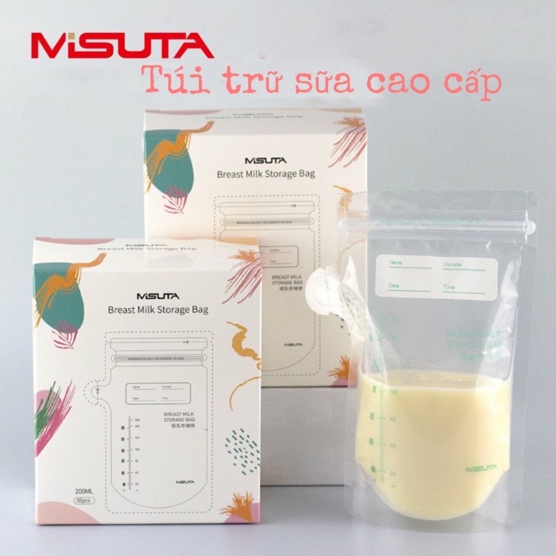 Túi trữ sữa Misuta dung tích 150ml,200ml, hộp 30 túi có vòi rót