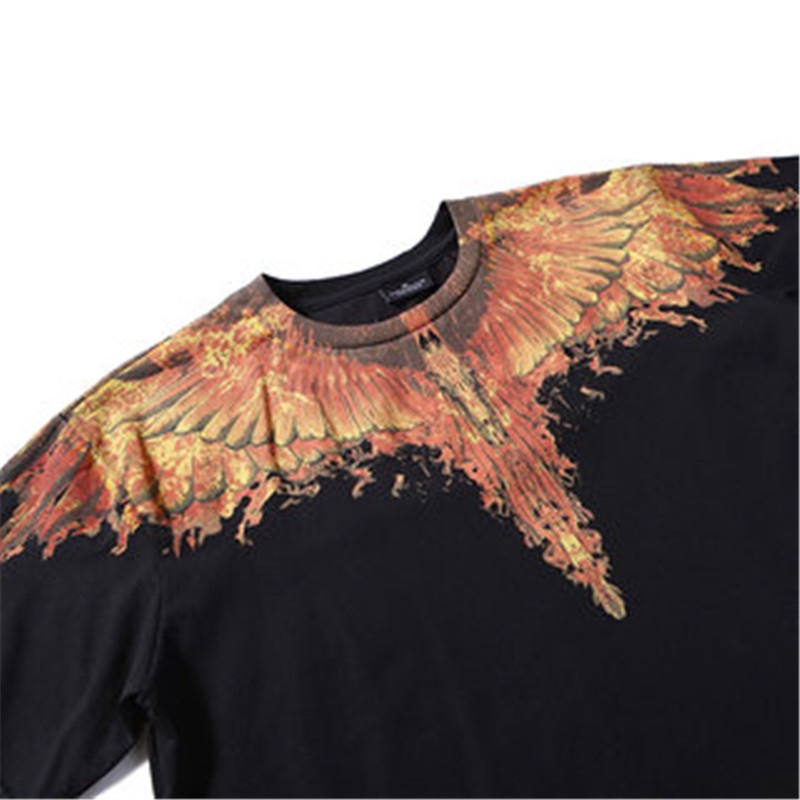 Áo Thun Thể Thao Plus Size Tay Ngắn Cổ Tròn In Hình Đôi Cánh Phong Cách Unisex Bằng Cotton Cho Nam Và Nữ