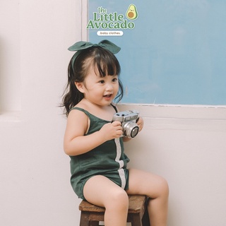 Bodysuit hai dây chất liệu linen phối ren cho bé gái THE LITTLE AVOCADO xanh rêu/đỏ đô/hồng pastel