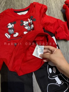 Bộ nỉ bông đỏ Mickey