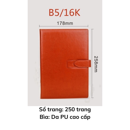 [Mã LIFE0803ALL giảm 10% đơn 0K] Sổ tay bìa da B5 cao cấp 250 trang ghi chép Heeton A16928