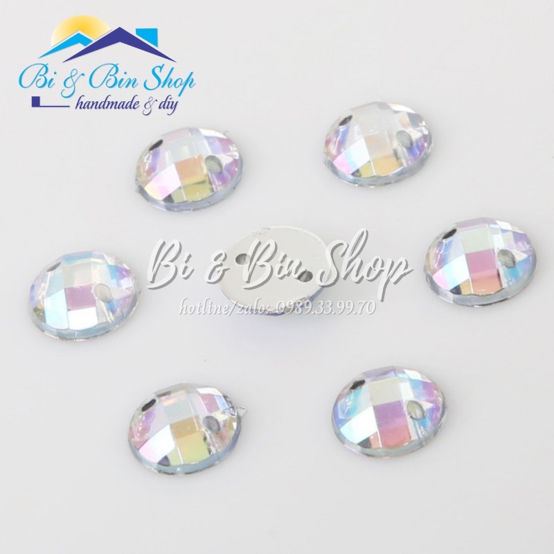 Đá Kết Tròn Ánh Cừ AB Đính Kết Trang Phục Thời Trang Làm Phụ Kiện Handmade