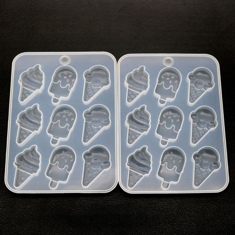 Khuôn silicon hình kem ốc quế làm móc khóa tiện lợi