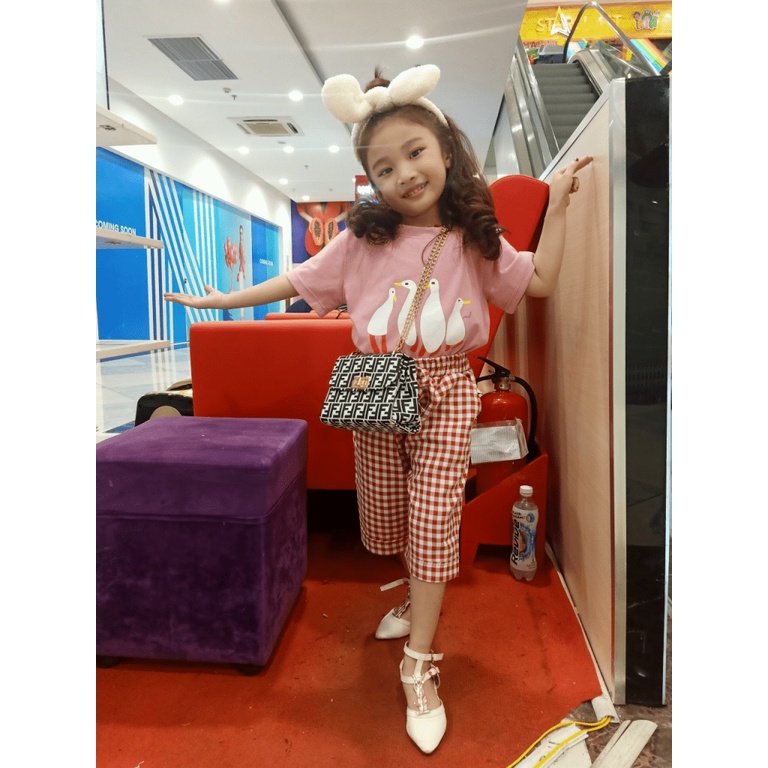 SET ĐỒ BỘ CHO BÉ QUẦN KẺ KARO SIÊU XINH ( Độ tuổi từ 5-14 tuổi )  - ĐĂNG QUANG FASHION