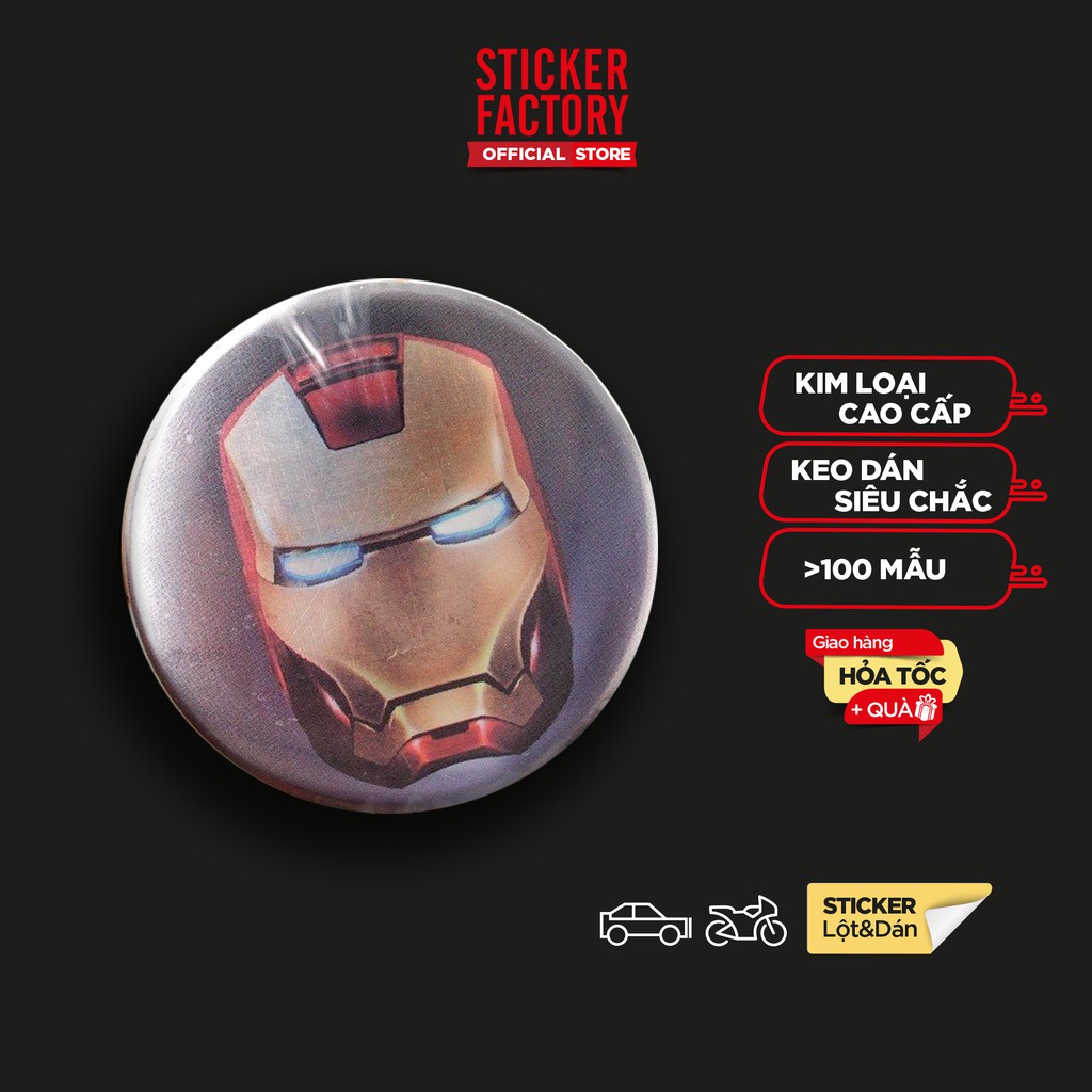 Sticker metal dán mâm xe hơi tròn 5.5cm - Iron man miếng lẻ