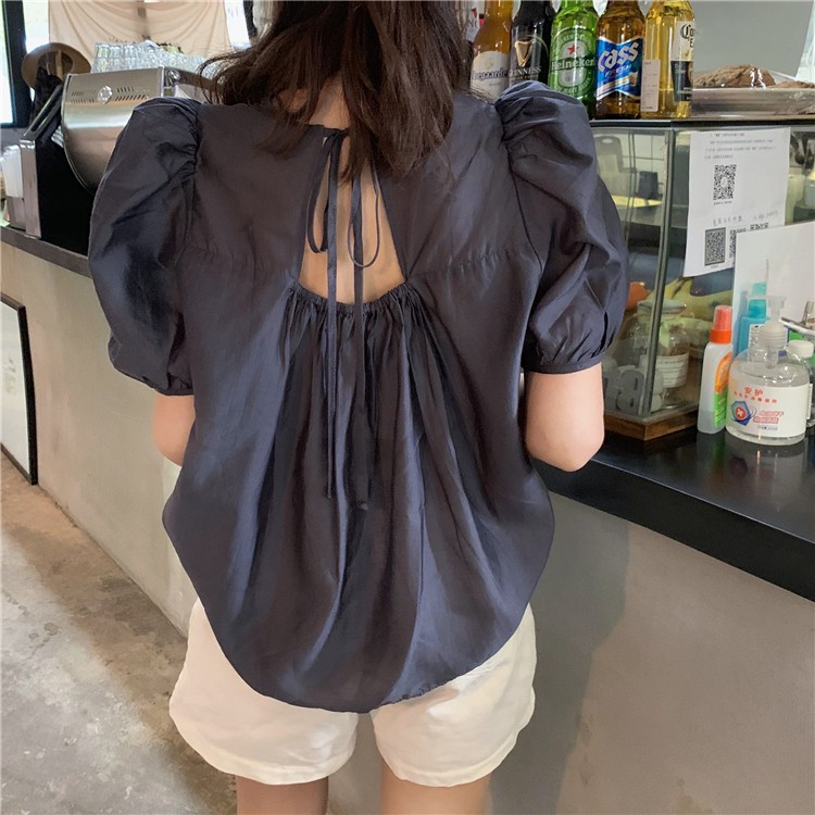 Áo tay ngắn thiết kế buộc dây phong cách Hàn Quốc thời trang cho nữ