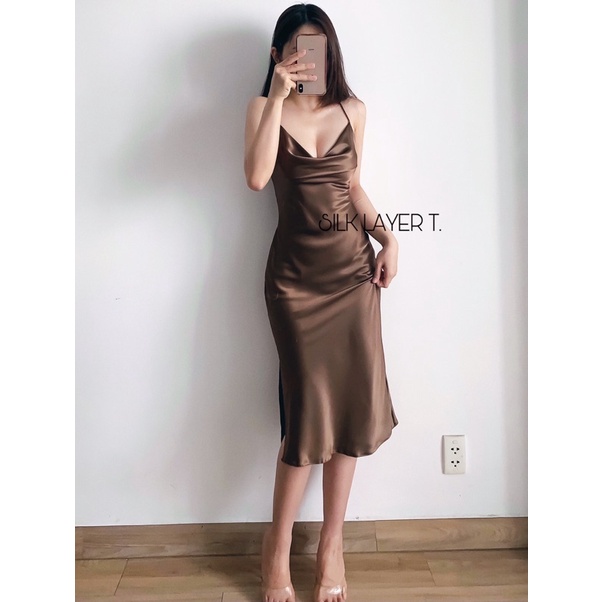 ĐÂM CỔ ĐỔ DÁNG DÀI dark brown by SILK LAYER T.