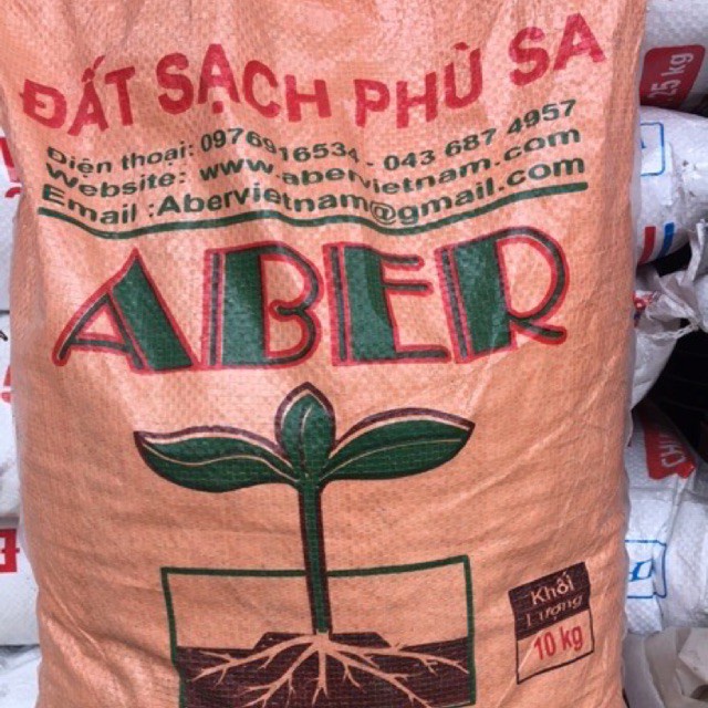 Bao 10kg đất sạch hữu cơ pha phù sa ABER trồng rau sạch, cây kiểng, hoa cảnh