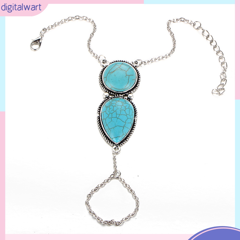 Lắc tay nối nhẫn đính hạt đá cẩm thạch thời trang