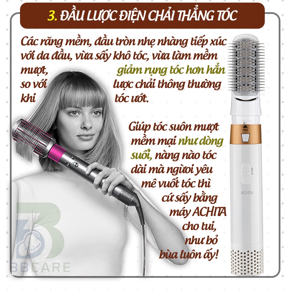 Máy sấy tóc tạo kiểu ACHITA S05 5 đầu tạo kiểu , máy sấy tóc cao cấp - Shop 3B Care