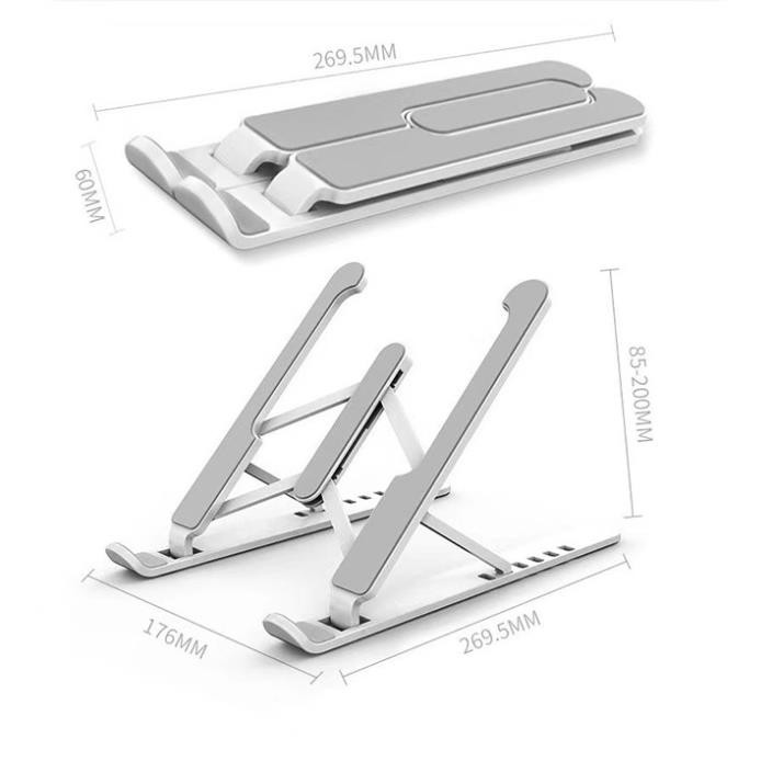Giá đỡ laptop stand nhựa ABS hỗ trợ tản nhiệt có thể gấp gọn chỉnh độ cao để laptop, ipad, macbook, surface tặng kèm túi