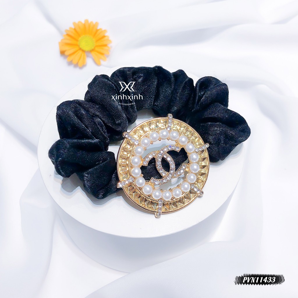 Dây Buộc Tóc, Dây Cột Tóc Kim Loại Tròn Đính Hạt, Đính Đá Cao Cấp