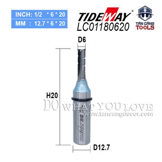 Mũi router cnc tideway 6 x 20 mm cốt 12.7 mm