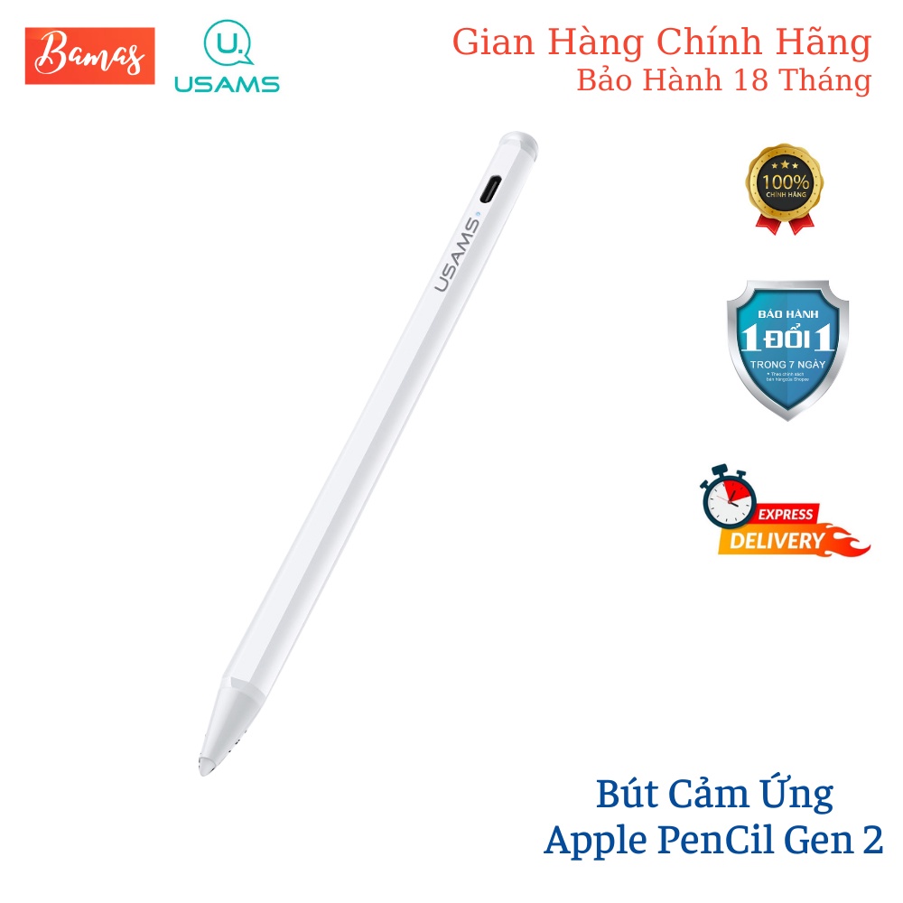 [ Tặng kèm đầu bút ] Bút cảm ứng Apple Pencil Gen 2 USAMS ZB223 - Chống chạm nhầm dành cho Ipad Pro, Ipad Air, Ipad Mini