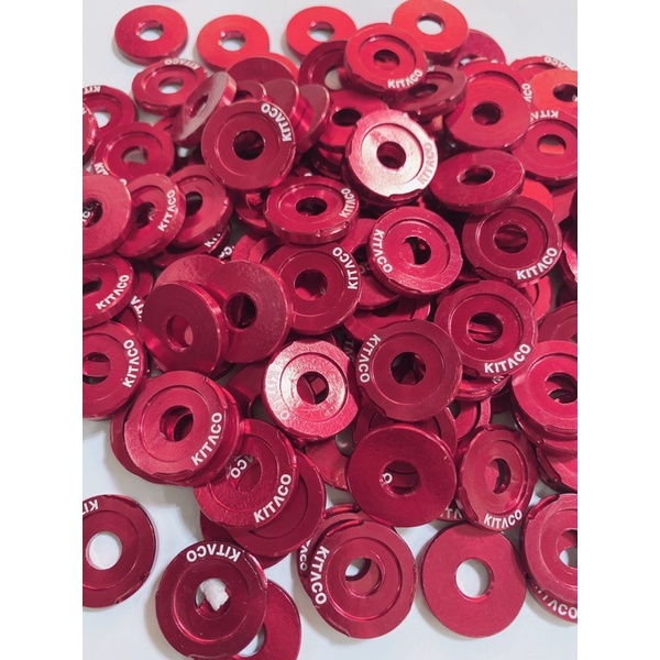 Lông đền đỏ chữ Kitaco 6li 8li 10li 12li chất liệu nhôm CNC, lắp thông dụng mọi loại xe