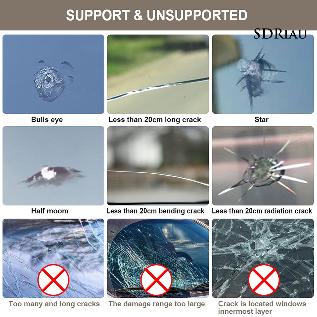 Bộ Dụng Cụ Sửa Chữa Vết Nứt Trên Kính Chắn Gió Xe Hơi Tiện Dụng