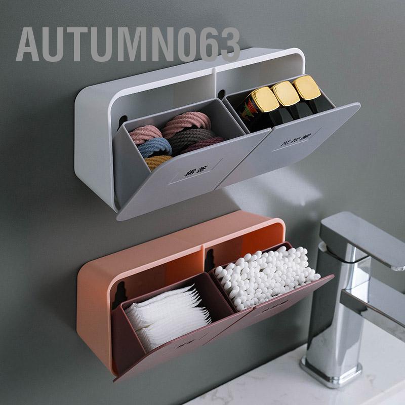 Người giữ treo tường Tổ chức lưu trữ Hộp đựng trong phòng tắm cho tăm bông Qtip Autumn063