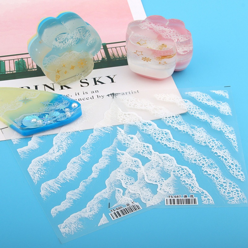 1 Tờ Miếng Dán Sóng Biển Hiệu Ứng 3D Bằng Nhựa Resin