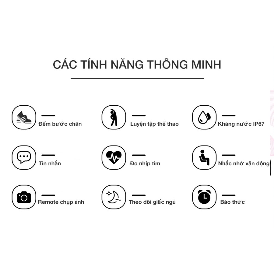 Đồng hồ thông minh W8 Chụp ảnh nhắn tin  Màn hình 1,3inch IPS, Pin170mAH, Chồng nước IP67, Cảm biến nhịp tim
