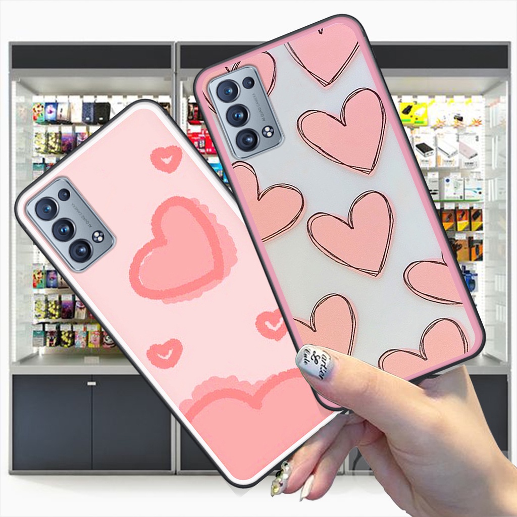Ốp Oppo reno 6 pro 5g / reno 6 pro plus in hình trái tim caro đen trắng , hồng cute xinh xắn dễ thương