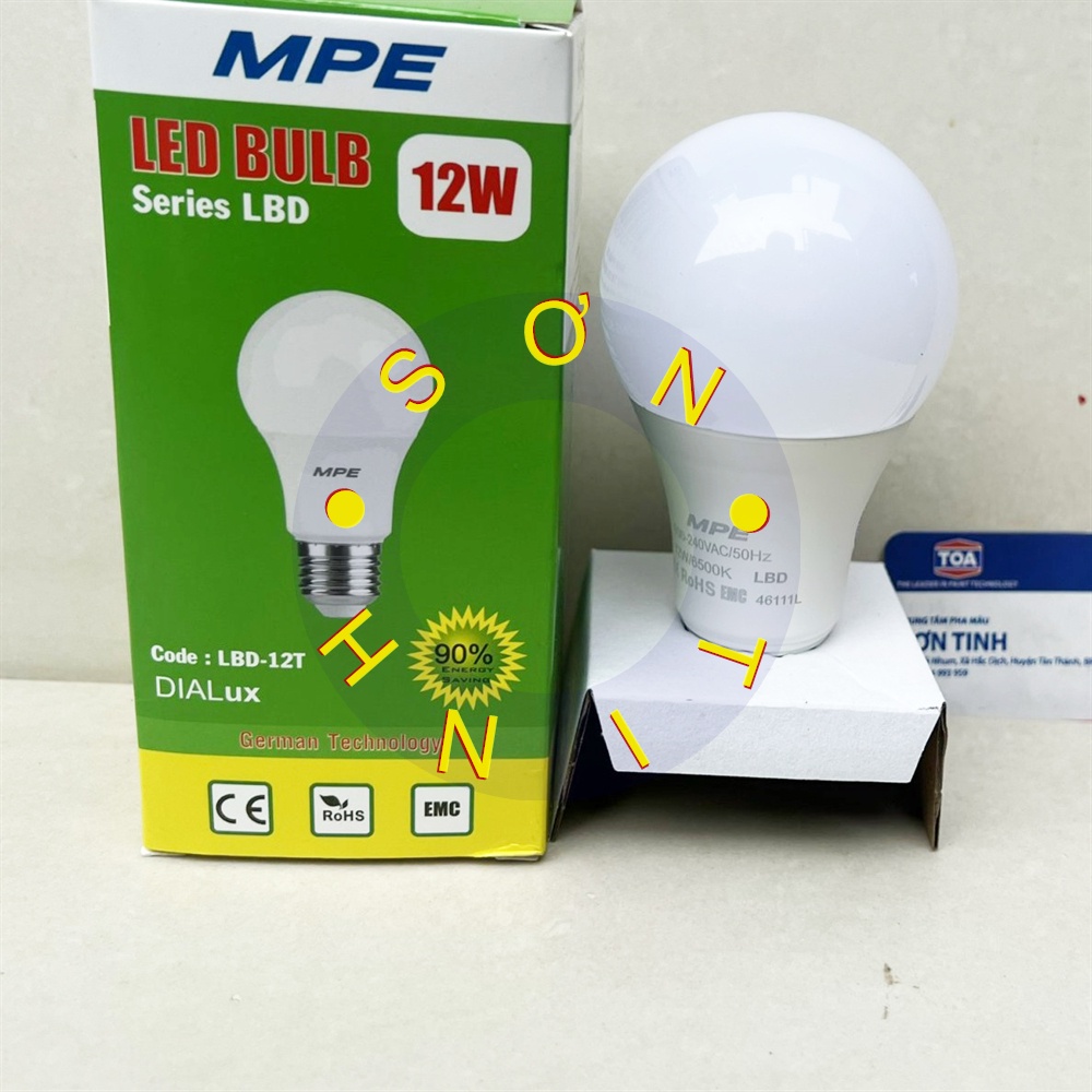 Bóng đèn led bulb MPE công suất 12W ánh sáng trắng, ánh sáng vàng