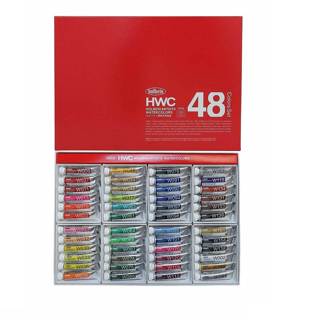 Màu nước dạng tuýp Holbein Watercolor Artists HWC 18/24/30/48/60/108 màu 5ml - màu vẽ chuyên nghiệp hạng họa sĩ