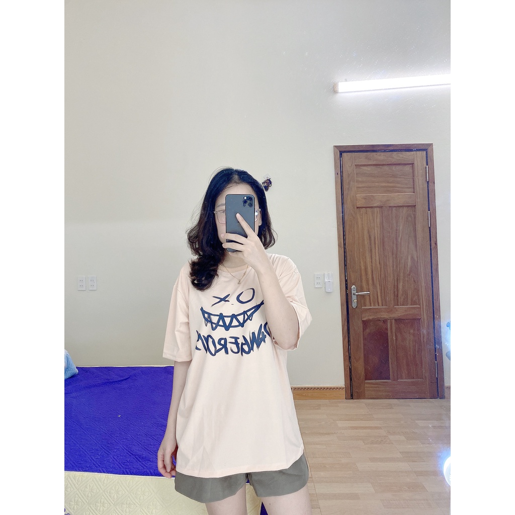 Áo phông, Áo thun unisex from rộng cổ tròn tay lỡ freesize 38-70kg - DANGER