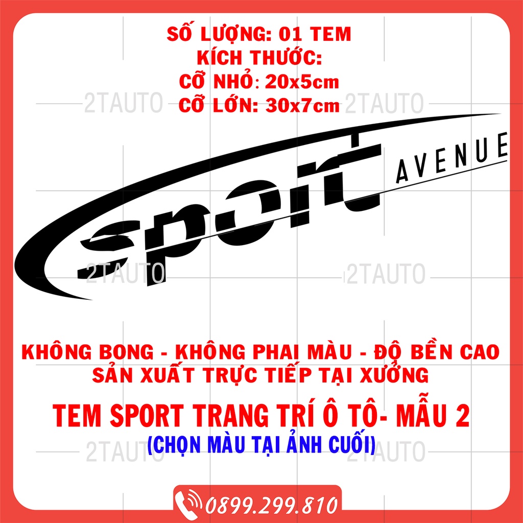 Sticker tem chữ SPORT, logo tem SPORT dán trang trí ô tô xe hơi chống nước,chống phai màu, mẫu đa dạng độc đáo - MẪU 2