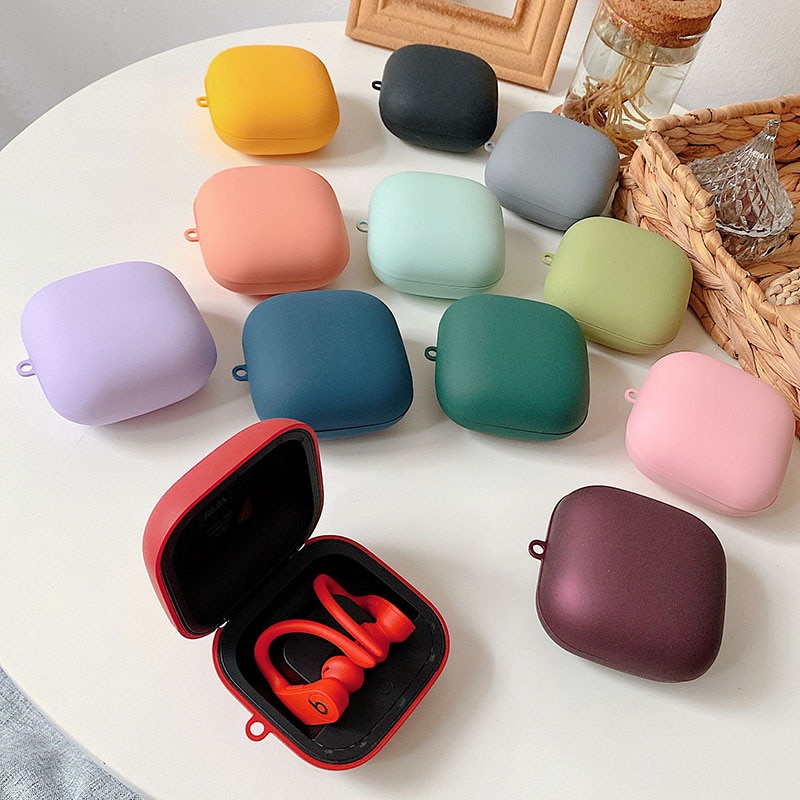 Vỏ bảo vệ hộp sạc tai nghe Beats PowerBeats Pro Bluetooth không dây bằng PC cứng màu trơn