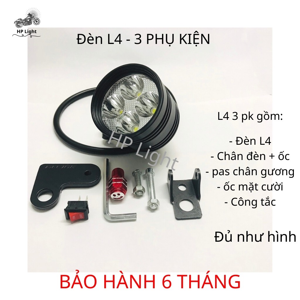 ĐÈN TRỢ SÁNG L4 NGẮN 3 CHẾ ĐỘ - SIÊU SÁNG - LẮP MỌI LOẠI XE_Trợ Sáng HP LIGHT