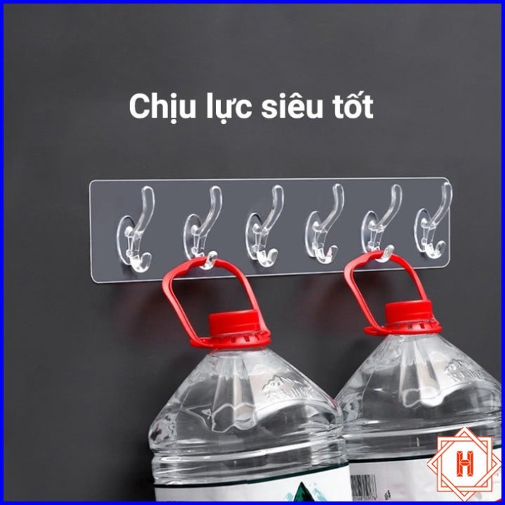 Thanh Treo Đồ Dán Tường 6 Móc Liền Mạch Trong Suốt Siêu Chắc Chắn