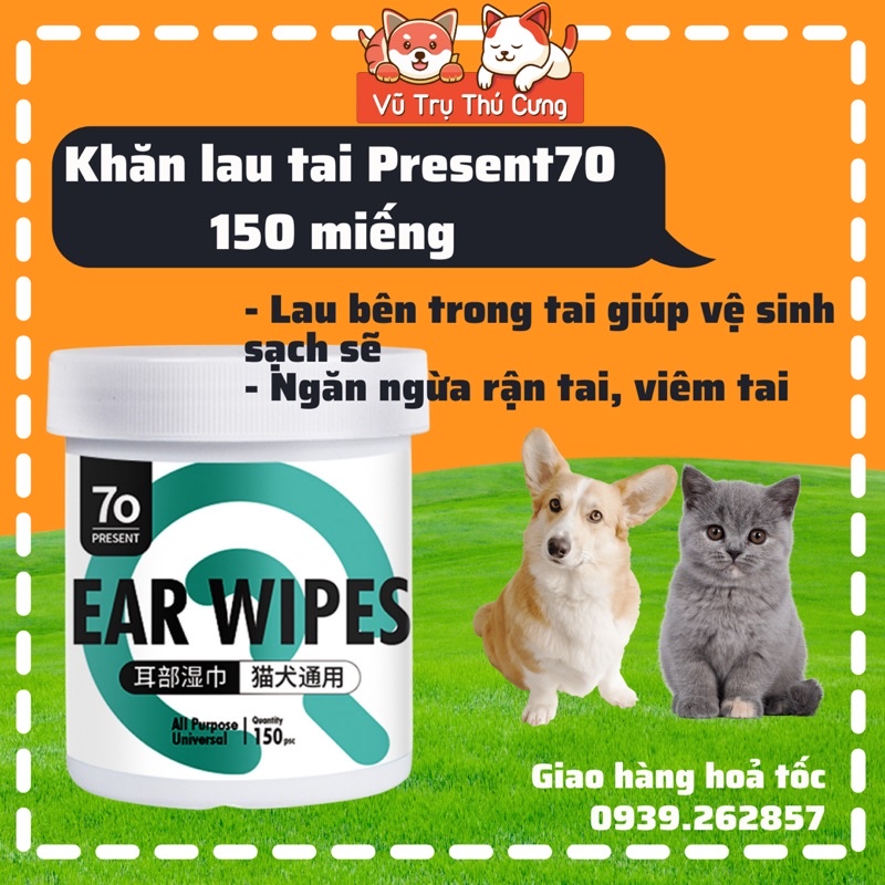 Khăn ướt kháng khuẩn lau mắt, lau tai cho Chó mèo, Khăn vệ sinh mắt cho thú cưng