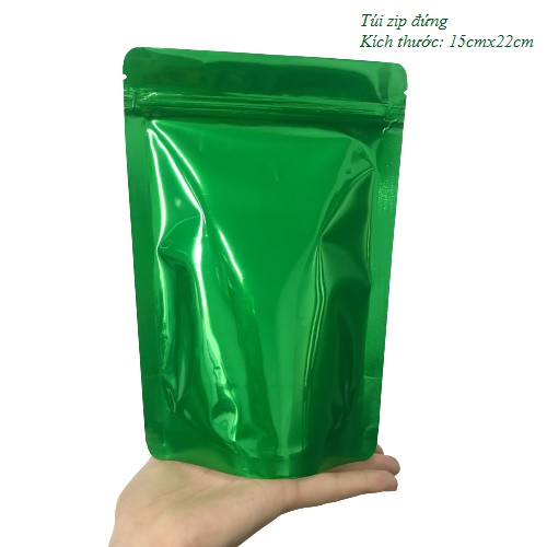500gr-1kg TÚI ZIP MÀU XANH LÁ (1 mặt xanh, 1 mặt trong)