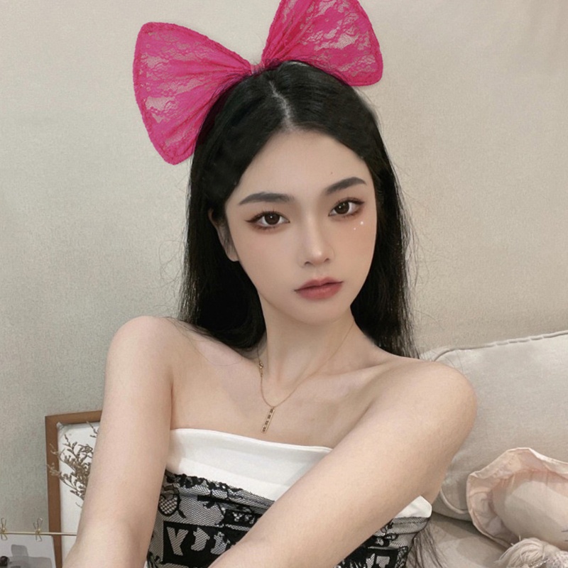 Băng Đô Cài Tóc Đính Nơ Phối Ren Lưới Cỡ Lớn Thời Trang Dự Tiệc / Chụp Ảnh