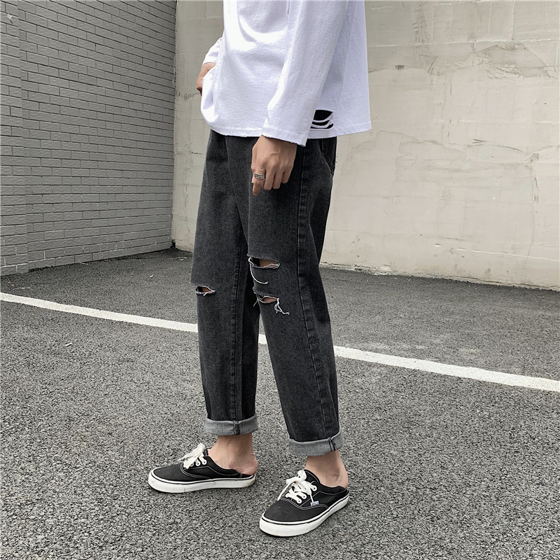 Summer Port WindBreaker Sion jeans ins super-fire loose straight tide brand Japanese line drop feeling wide-legged dad pants 1.