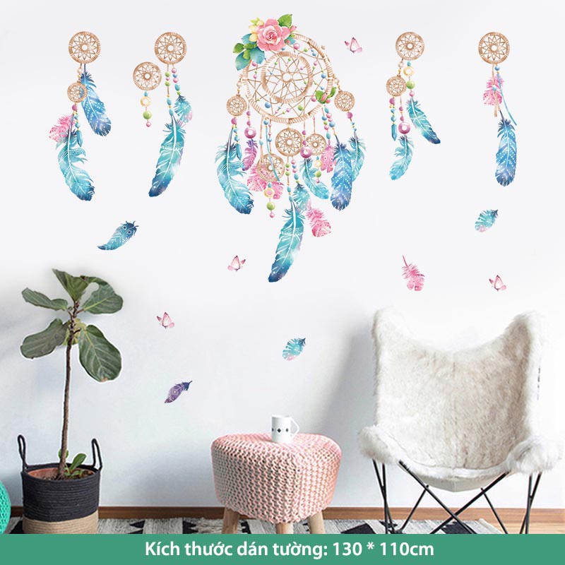 Tranh dán tường trang trí ký túc xá, decal dán tường trang trí decor phòng ngủ (Dream Catcher)