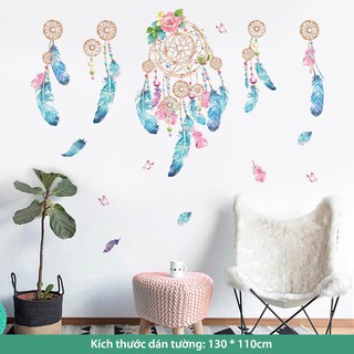 Decal trang trí tường, dán tường hình cây hoa lá 3D, thích hợp trang trí phòng ngủ, phòng khách (Dream Catcher)