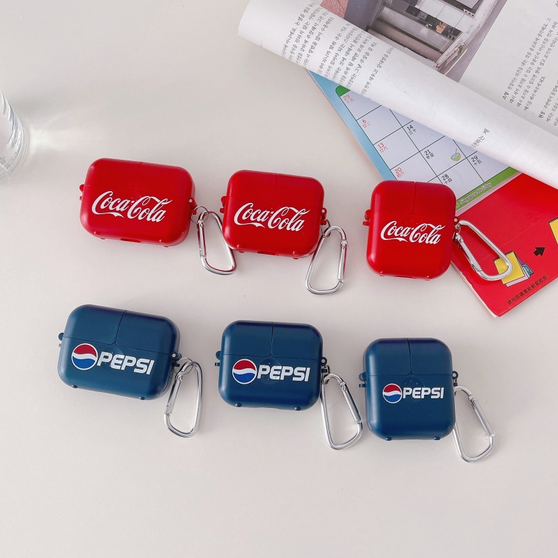 Vỏ Bảo Vệ Hộp Sạc Tai nghe không dây Bằng PC Cứng Hình Coca Cola Pepsi Cho Apple AirPods Pro 1 2 3