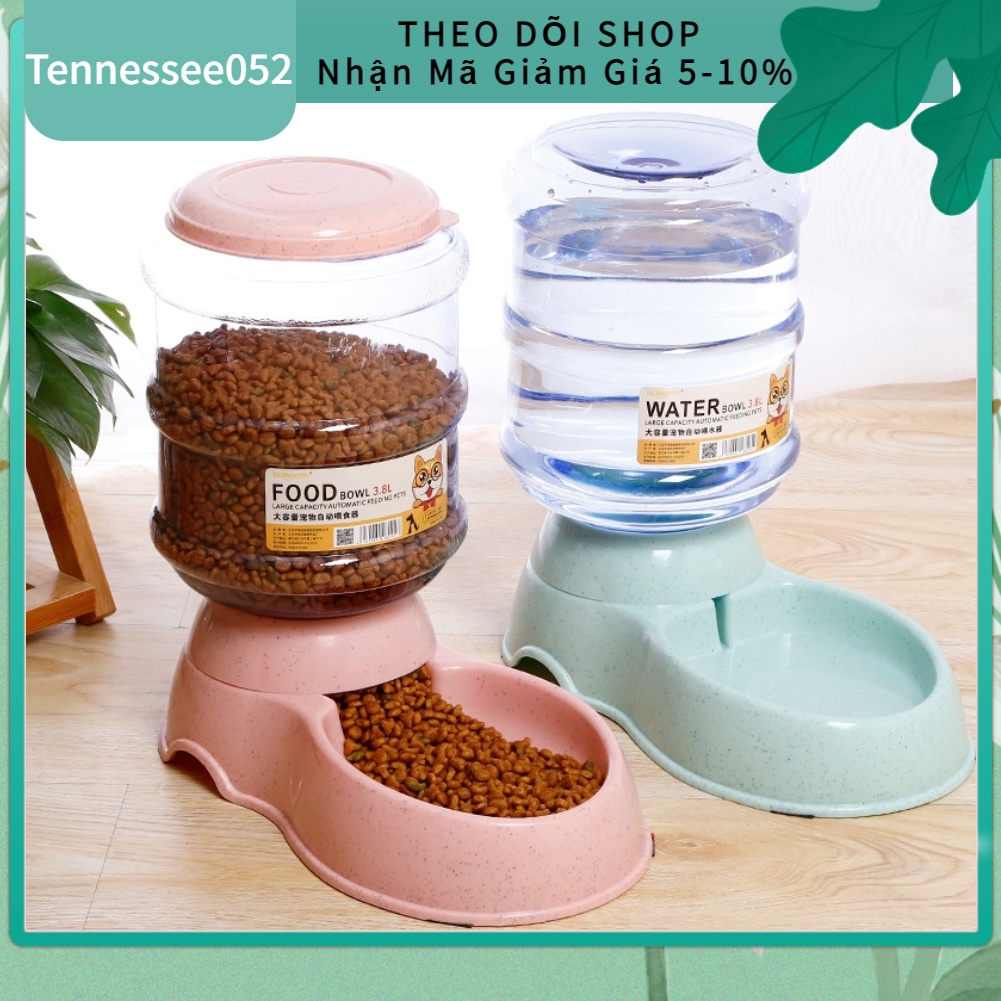 🌷Hàng HOT Bình uống nước tự động và bát ăn tự động cao cấp cho chó mèo 3.8L có thể tháo rời không trượt【Tennessee052】