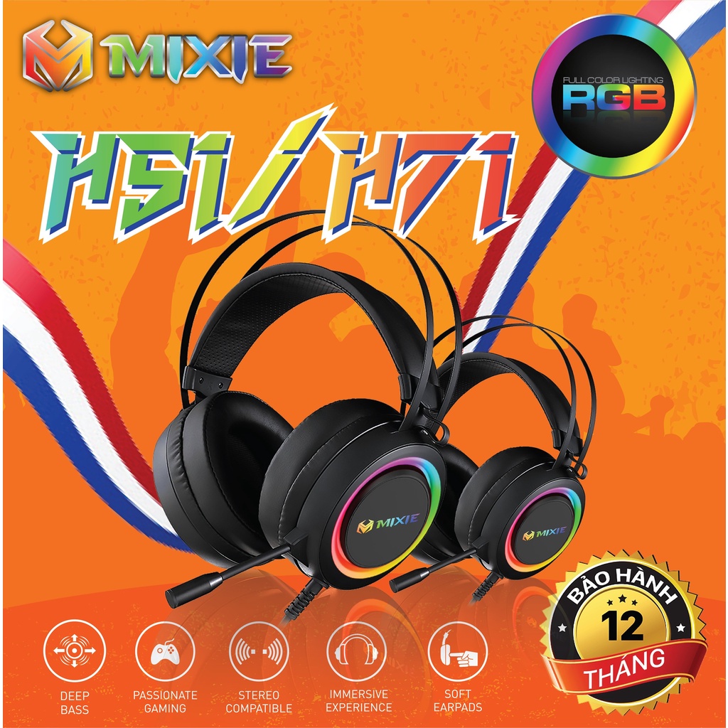 Tai nghe máy tính MIXIE H71 Âm Thanh 7.1 Led RGB USB