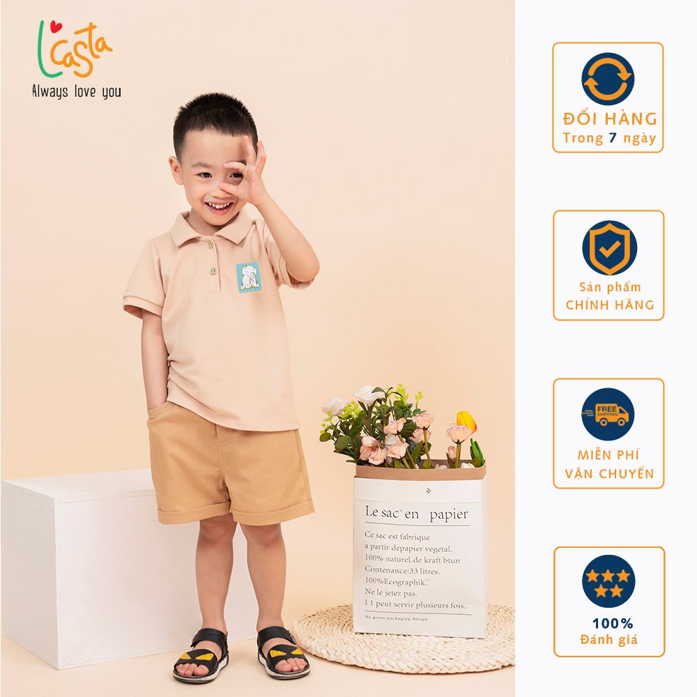 [Mã BMBAU50 giảm 7% đơn 99K] Áo phông polo bé trai chất liệu cotton in hình dễ thương từ 1 đến 6 tuổi L'Casta