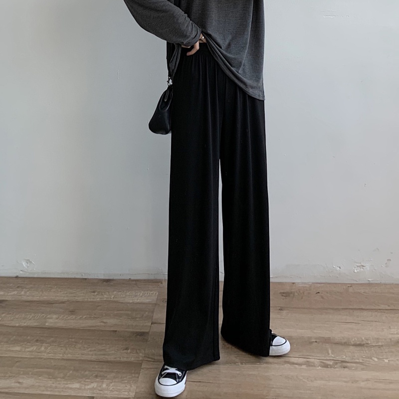 SUXI Quần Dài Lưng Cao Ống Rộng Màu Sắc Đơn Giản Có Size Lớn Cho Nữ