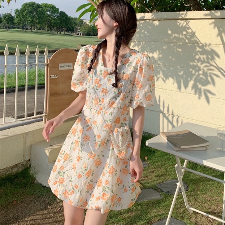 Đầm Chữ a Cổ Vuông Thời Trang Mùa Hè Cho Nữ