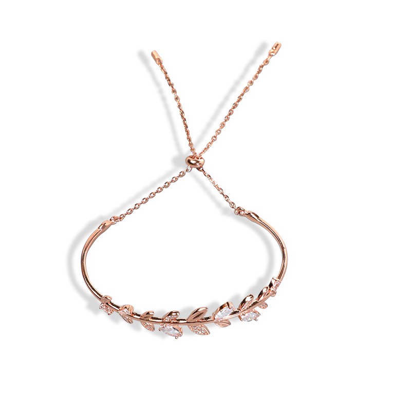 Lắc tay bạc nữ 925 free size lá oliu xinh xắn trẻ trung Dế Bạc - LT4415