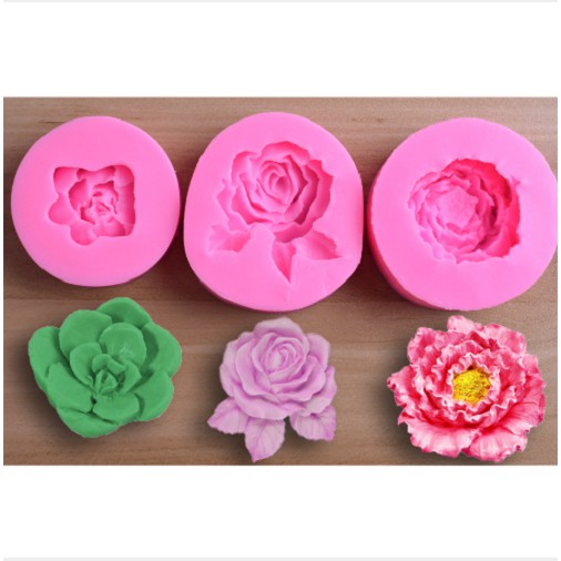 Khuôn silicon 3d làm rau câu, làm bánh nổi 4d Hoa Mẫu Đơn nở