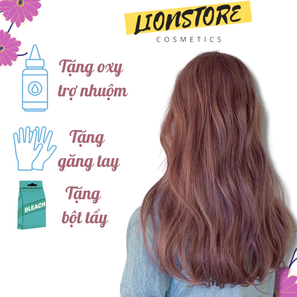 Thuốc nhuộm tóc màu NÂU HỒNG TRÀ SỮA cần dùng bột tẩy tẩy tóc tặng kèm oxy găng tay