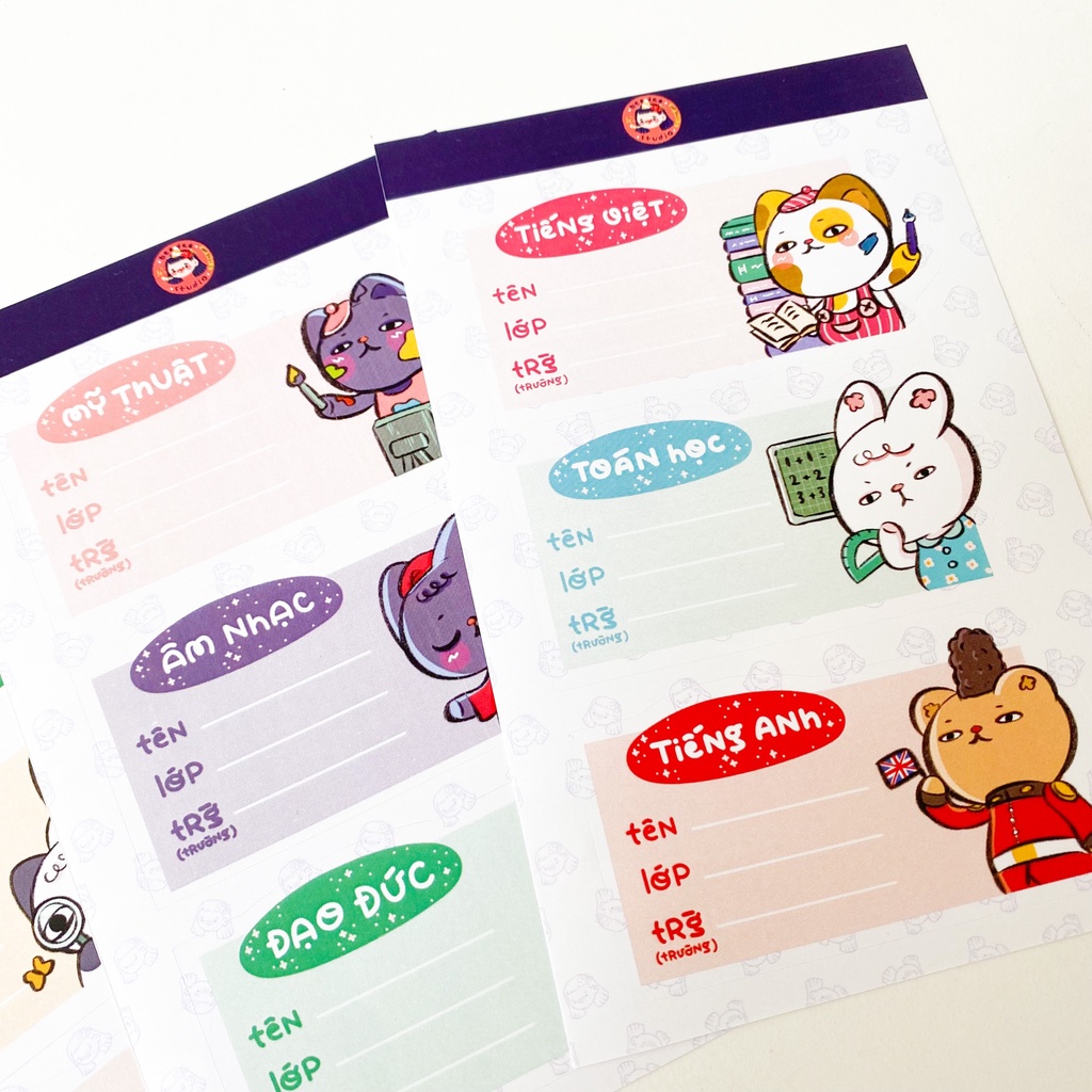 Sticker Nhãn Vỡ Môn Học Tiện Lợi Dễ Thương by Beedee studio - Hidari